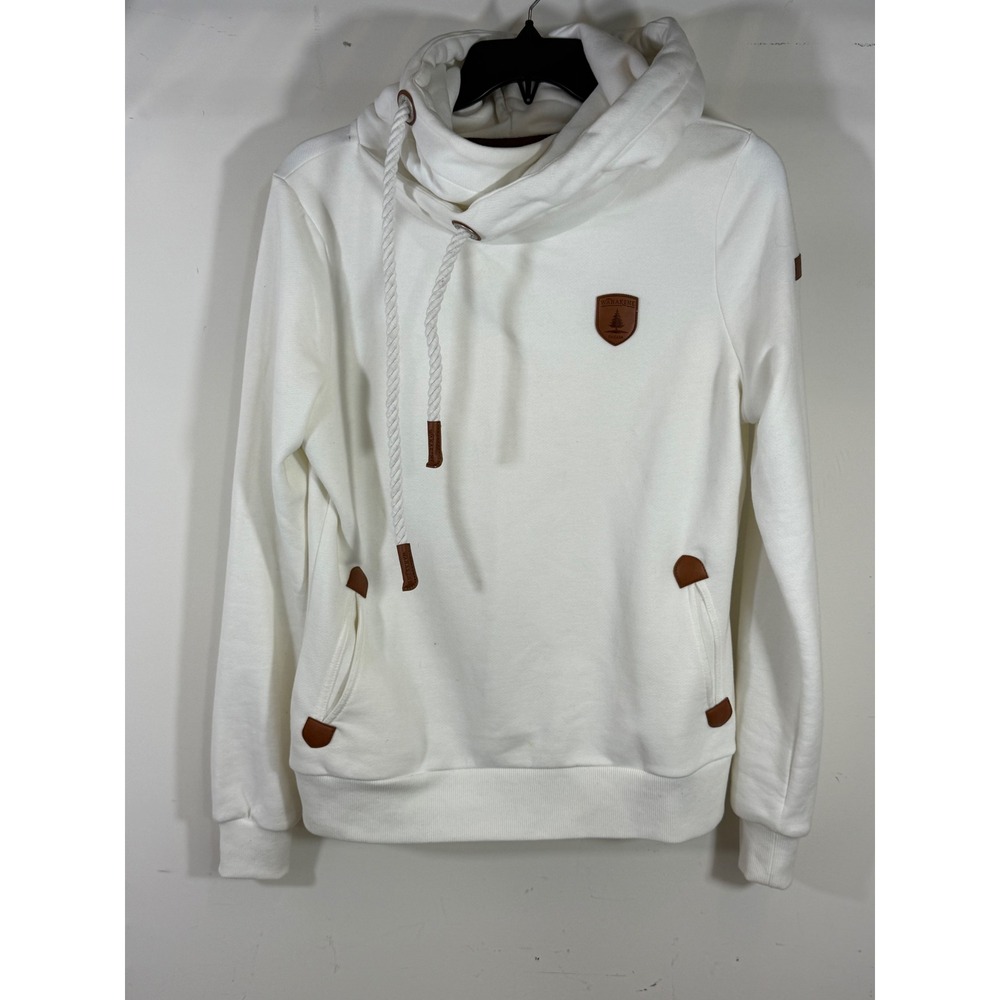 Wanakome Women's L Ivory Cowl Neck Hoodie Outdoor Cozy Cabin Chalet Sweatshirt